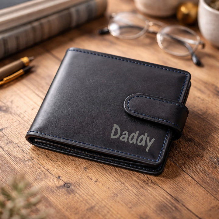 Engraved Daddy Leather Wallet