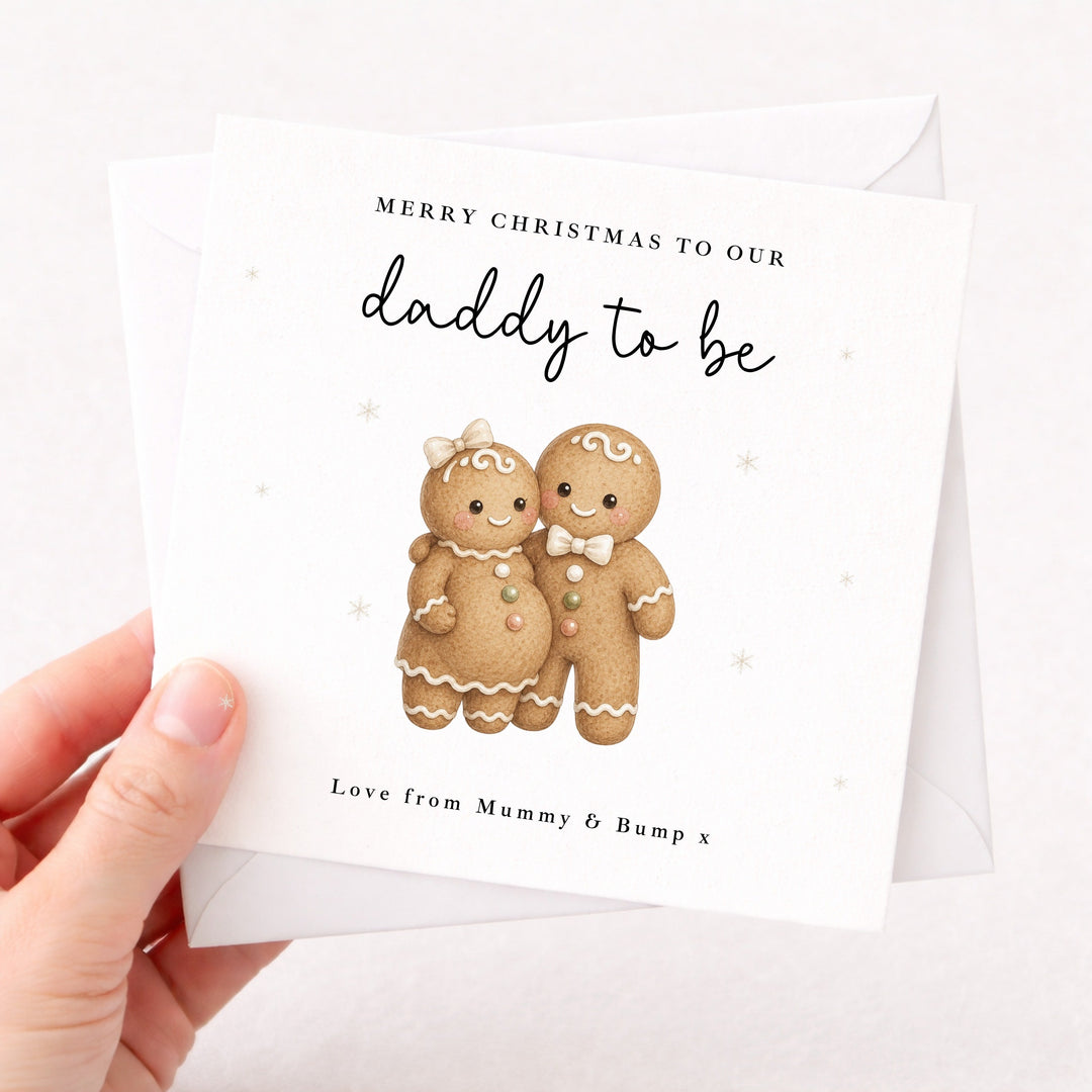 Personalised Gingerbread Man Merry Christmas Daddy To Be Christmas Card