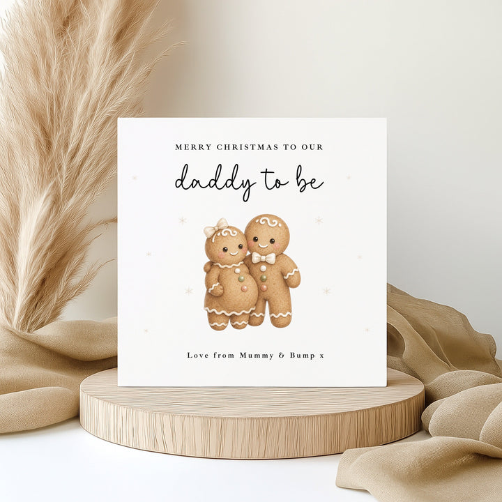 Personalised Gingerbread Man Merry Christmas Daddy To Be Christmas Card