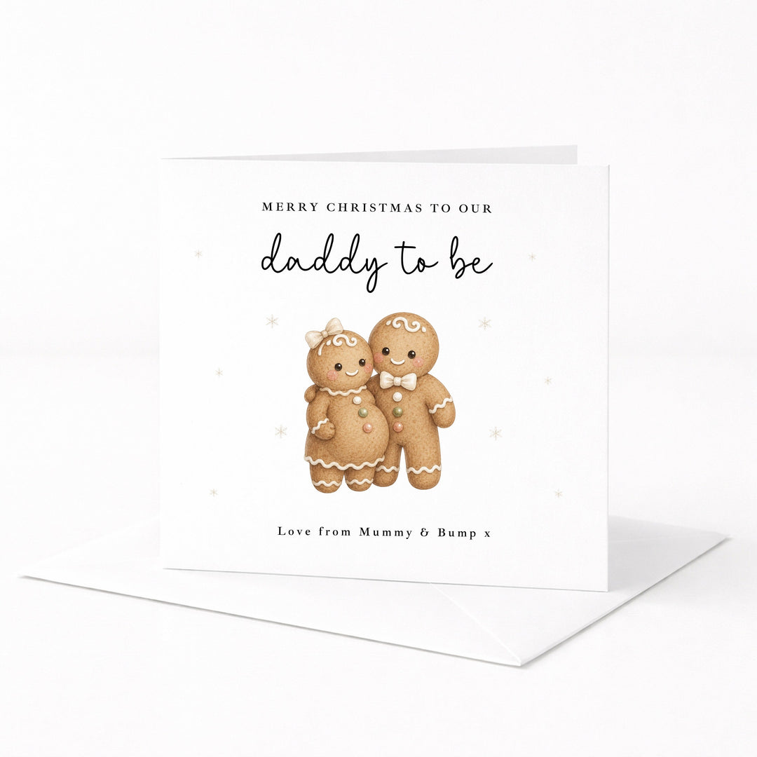 Personalised Gingerbread Man Merry Christmas Daddy To Be Christmas Card