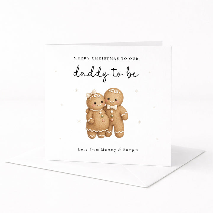 Personalised Gingerbread Man Merry Christmas Daddy To Be Christmas Card