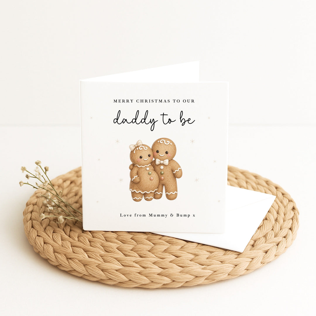 Personalised Gingerbread Man Merry Christmas Daddy To Be Christmas Card