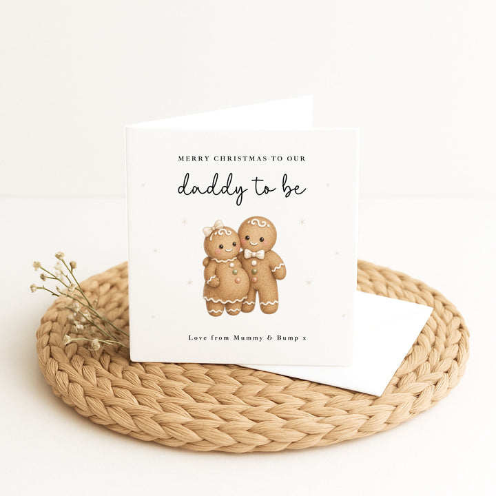 Personalised Gingerbread Man Merry Christmas Daddy To Be Christmas Card
