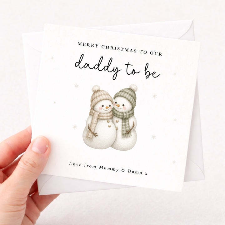 Personalised Snowman Merry Christmas Daddy To Be Christmas Card