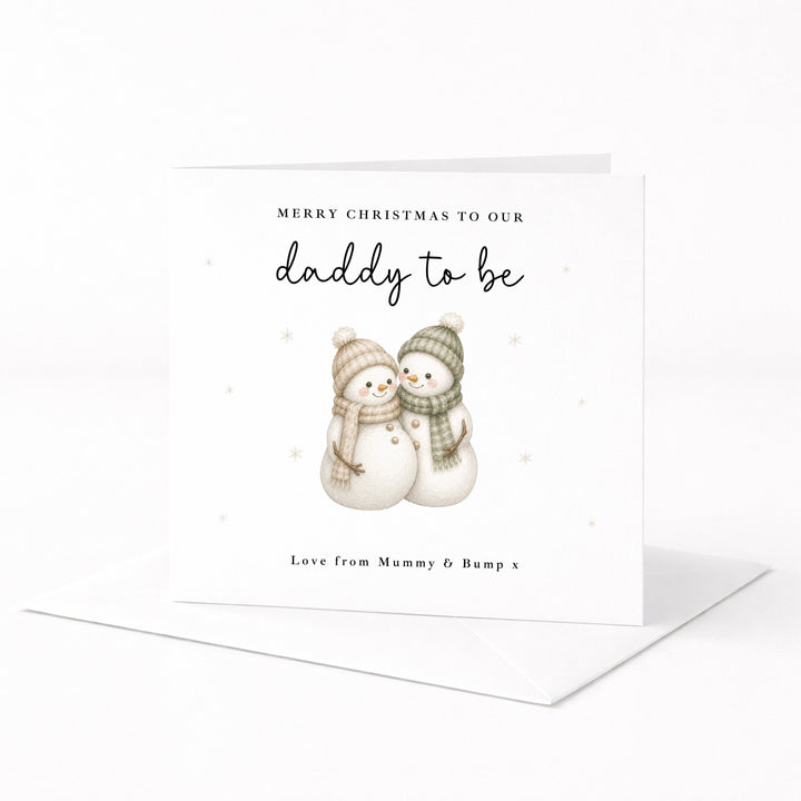Personalised Snowman Merry Christmas Daddy To Be Christmas Card