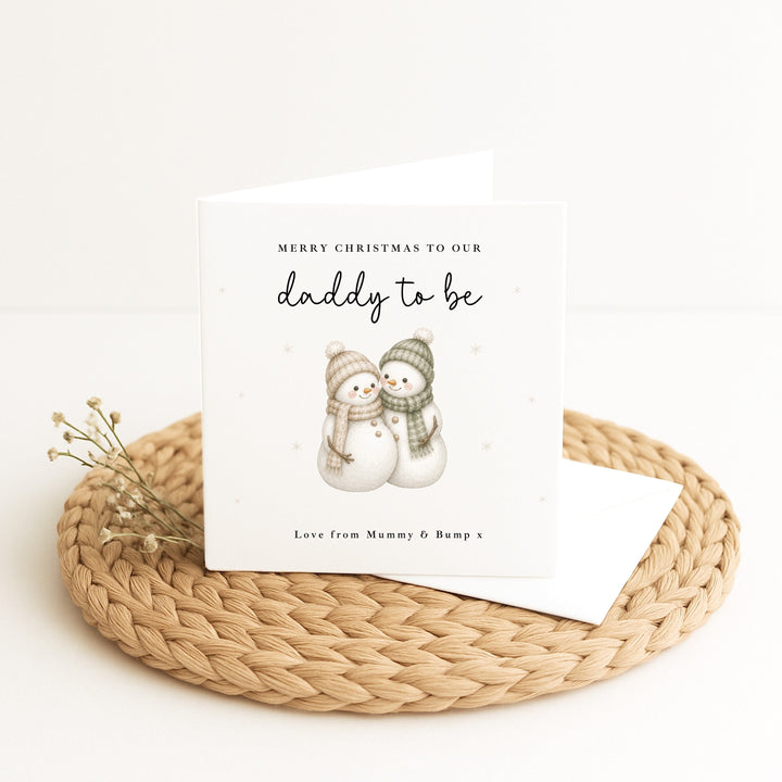 Personalised Snowman Merry Christmas Daddy To Be Christmas Card