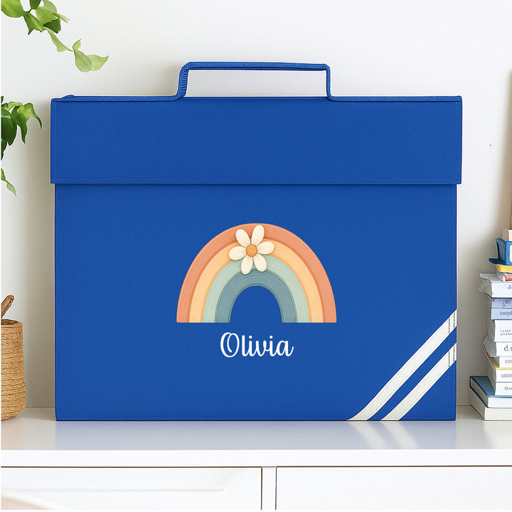 Personalised Floral Rainbow School Book Bag