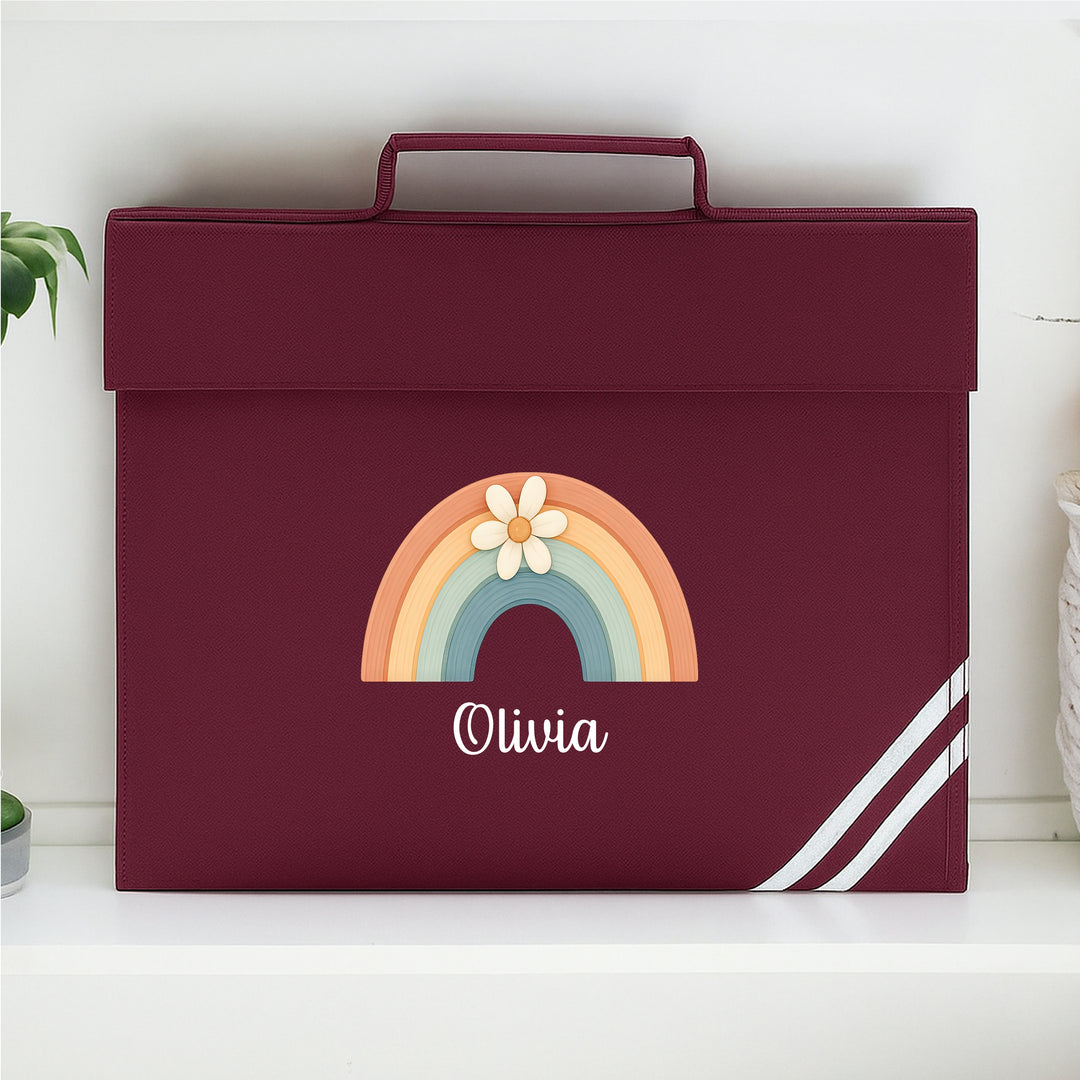 Personalised Floral Rainbow School Book Bag
