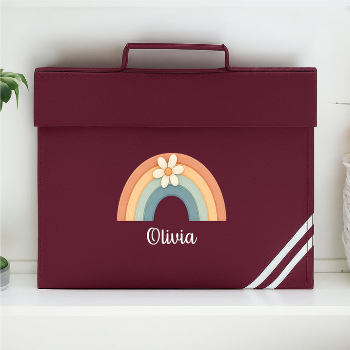 Personalised Floral Rainbow School Book Bag