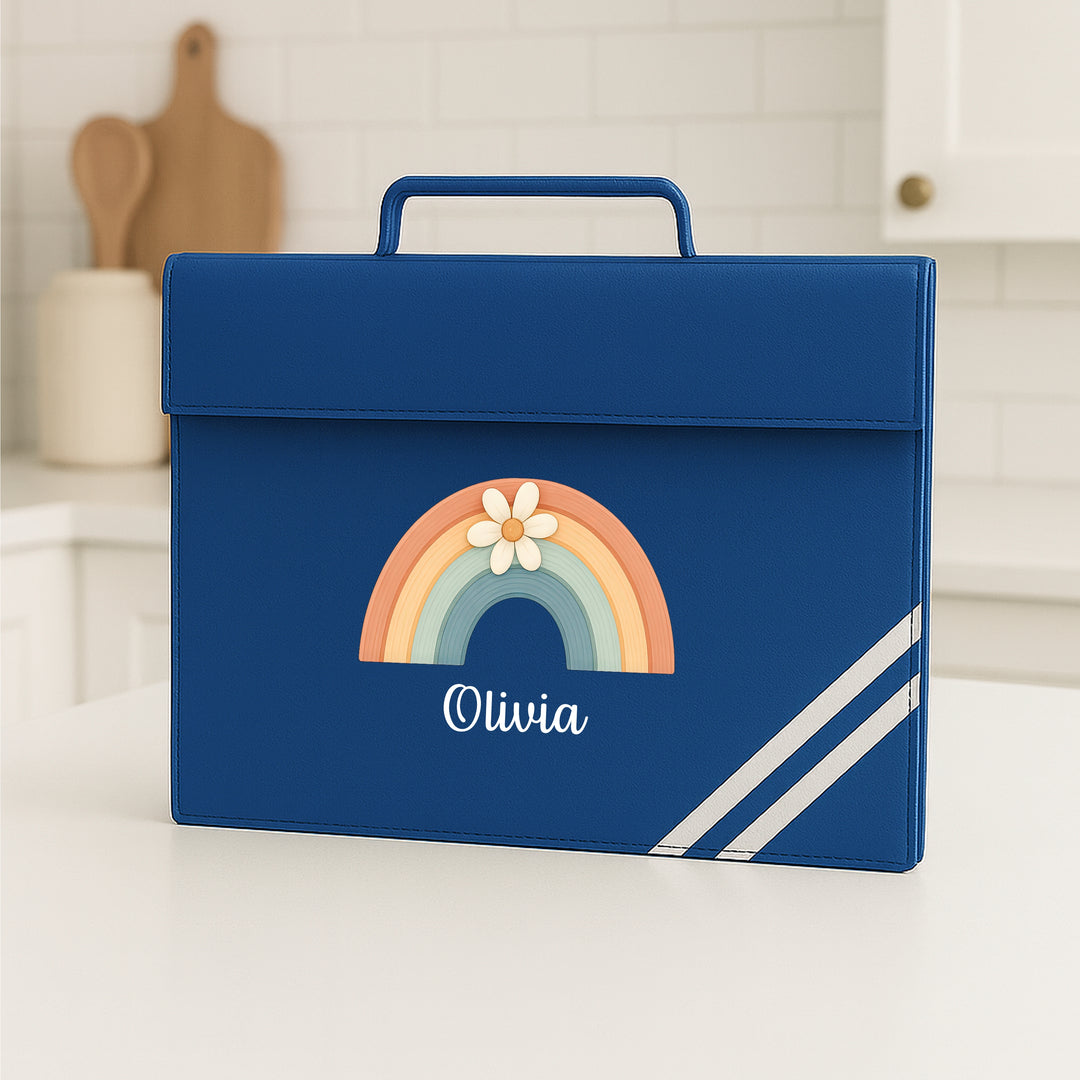 Personalised Floral Rainbow School Book Bag