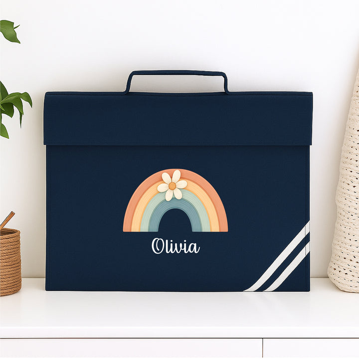 Personalised Floral Rainbow School Book Bag