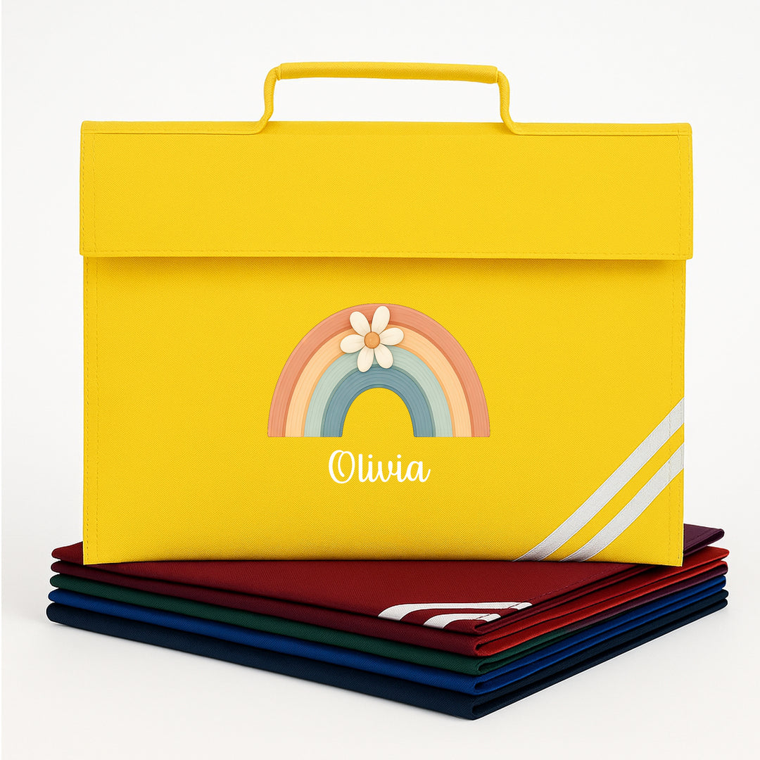 Personalised Floral Rainbow School Book Bag
