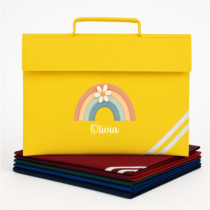 Personalised Floral Rainbow School Book Bag