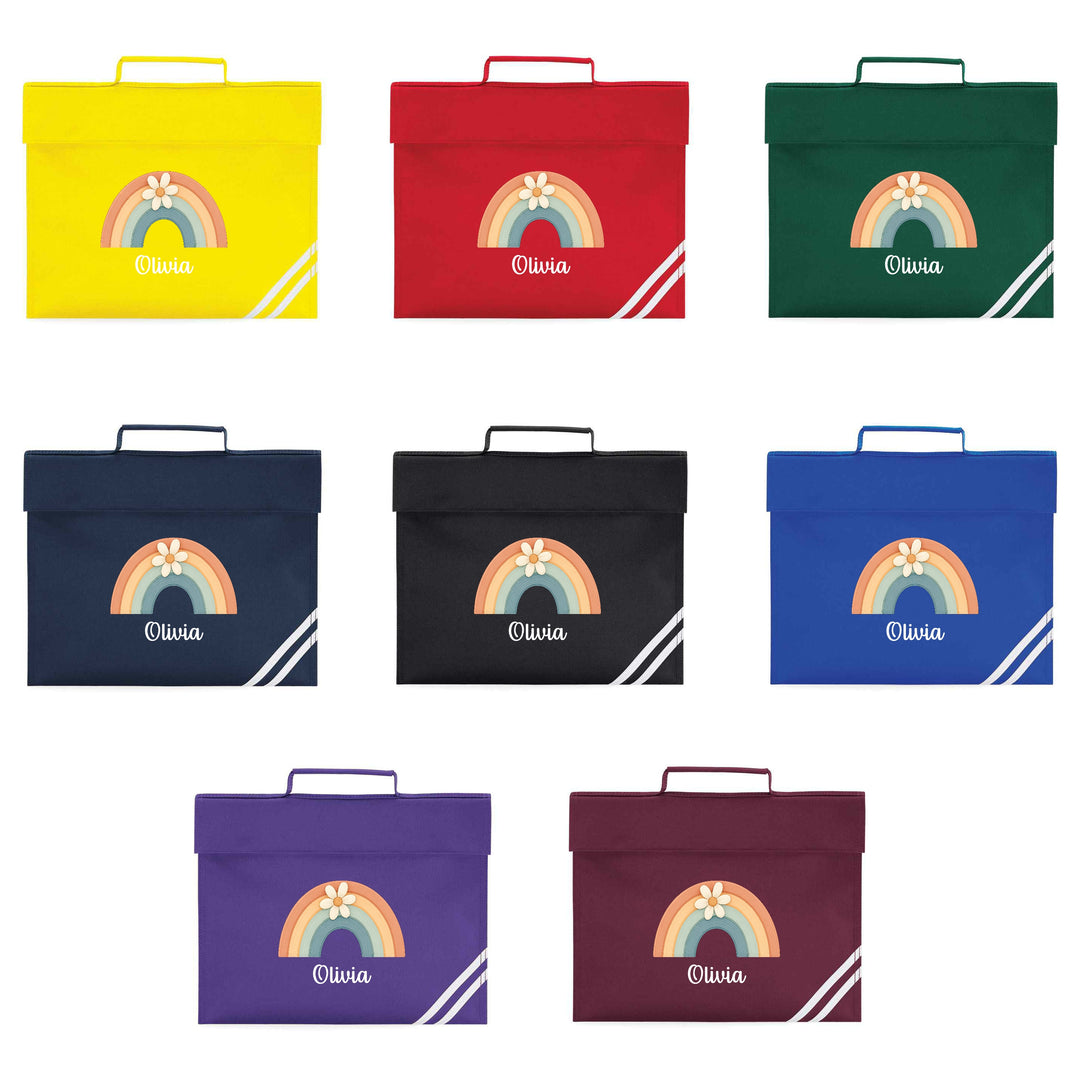Personalised Floral Rainbow School Book Bag