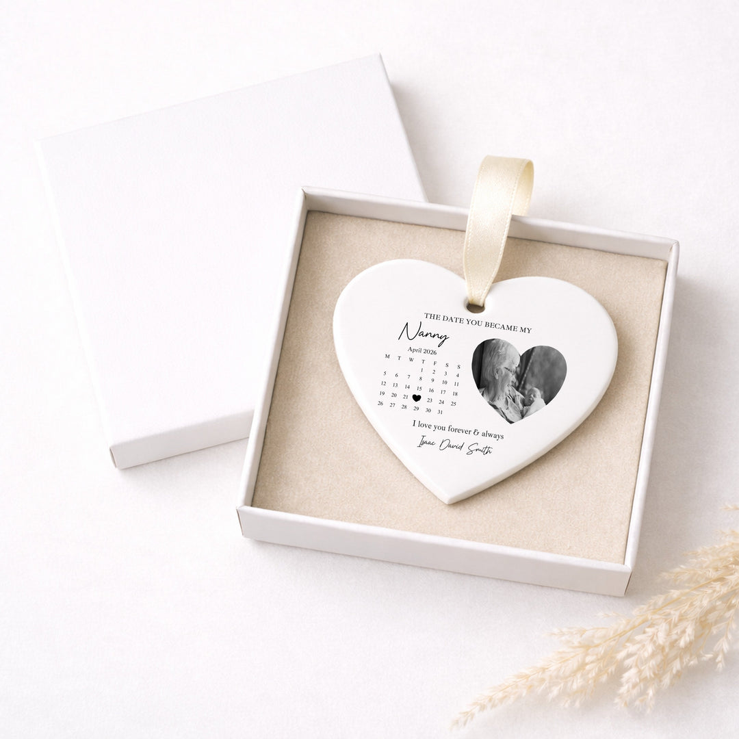 Personalised The Date You Became My Nanny Scan Ceramic Ornament