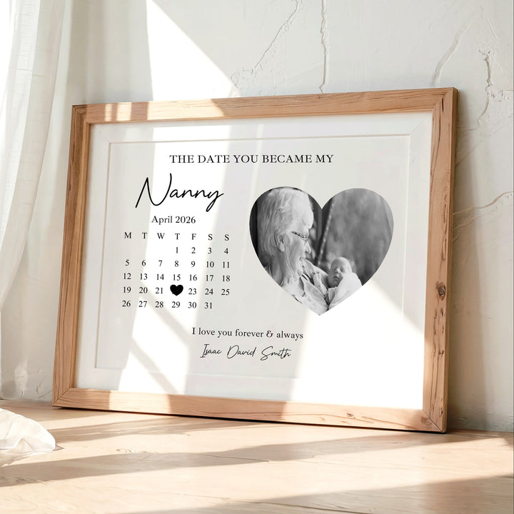 Personalised The Date You Became My Nanny Poster