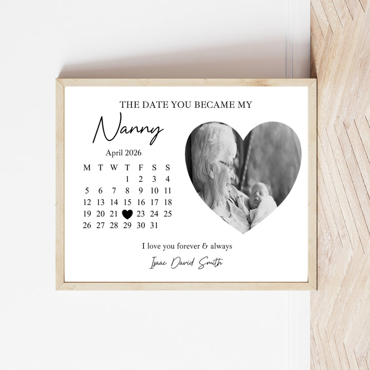 Personalised The Date You Became My Nanny Poster