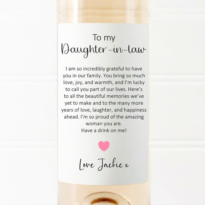 Personalised To My Daughter In Law On Your Wedding Day Wine Bottle Sticker