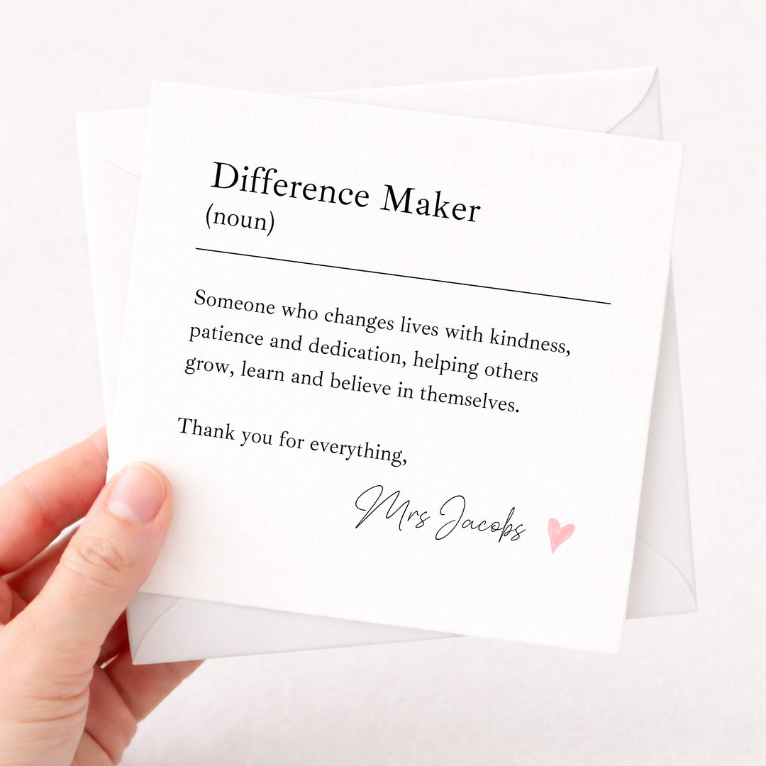 Personalised Difference Maker Teacher Card