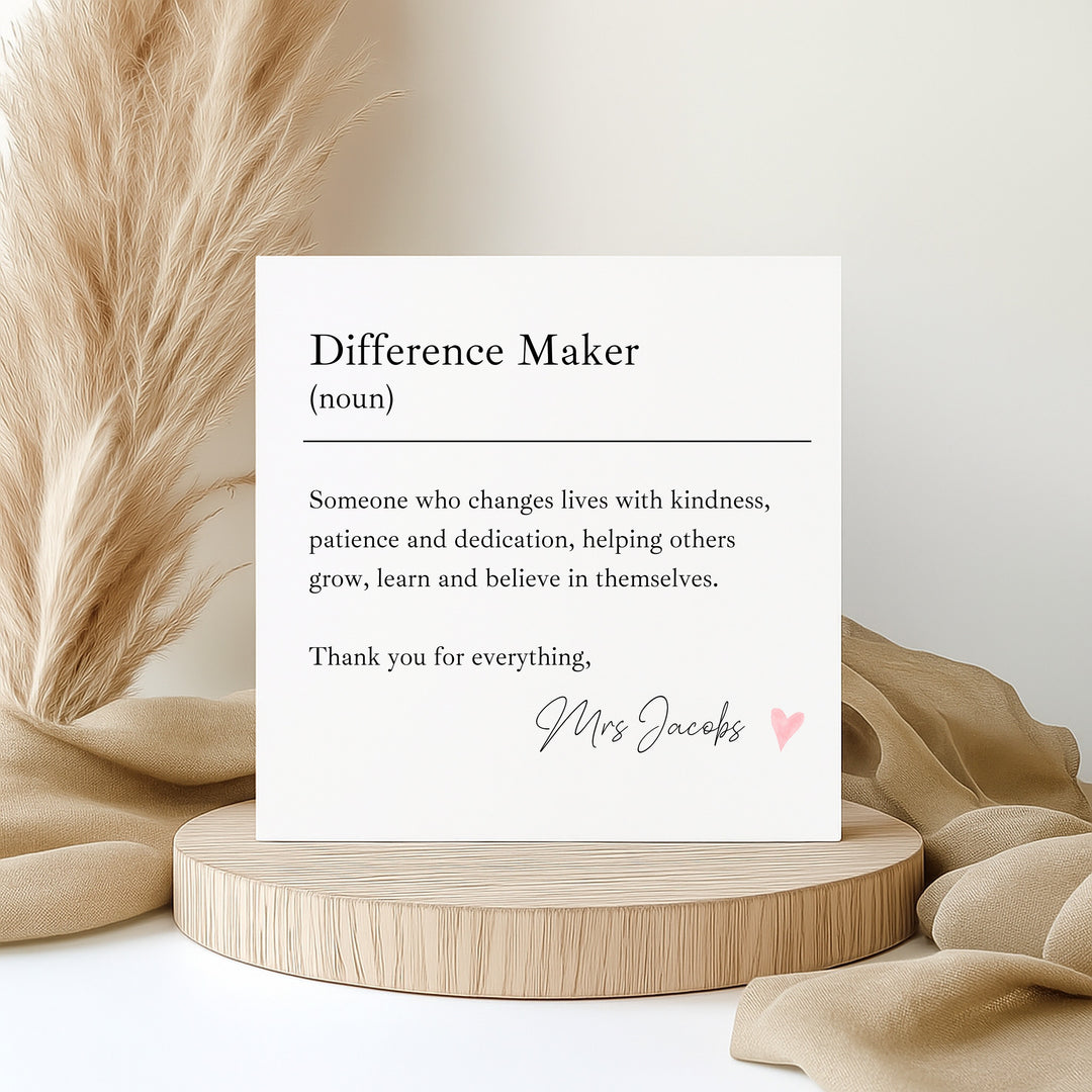 Personalised Difference Maker Teacher Card