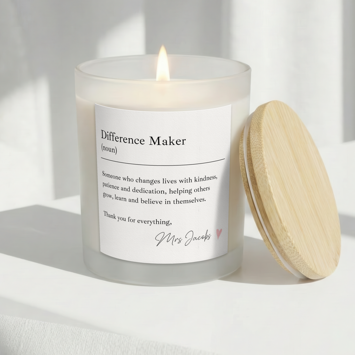 Personalised Difference Maker Teacher Gift Candle &amp; Box