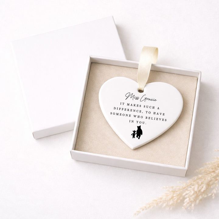 Personalised Pooh Bear Heart Ornament Thank You Teacher Gift
