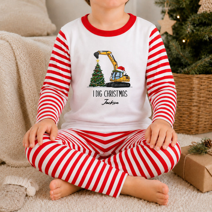 Personalised I Dig Christmas Pyjamas