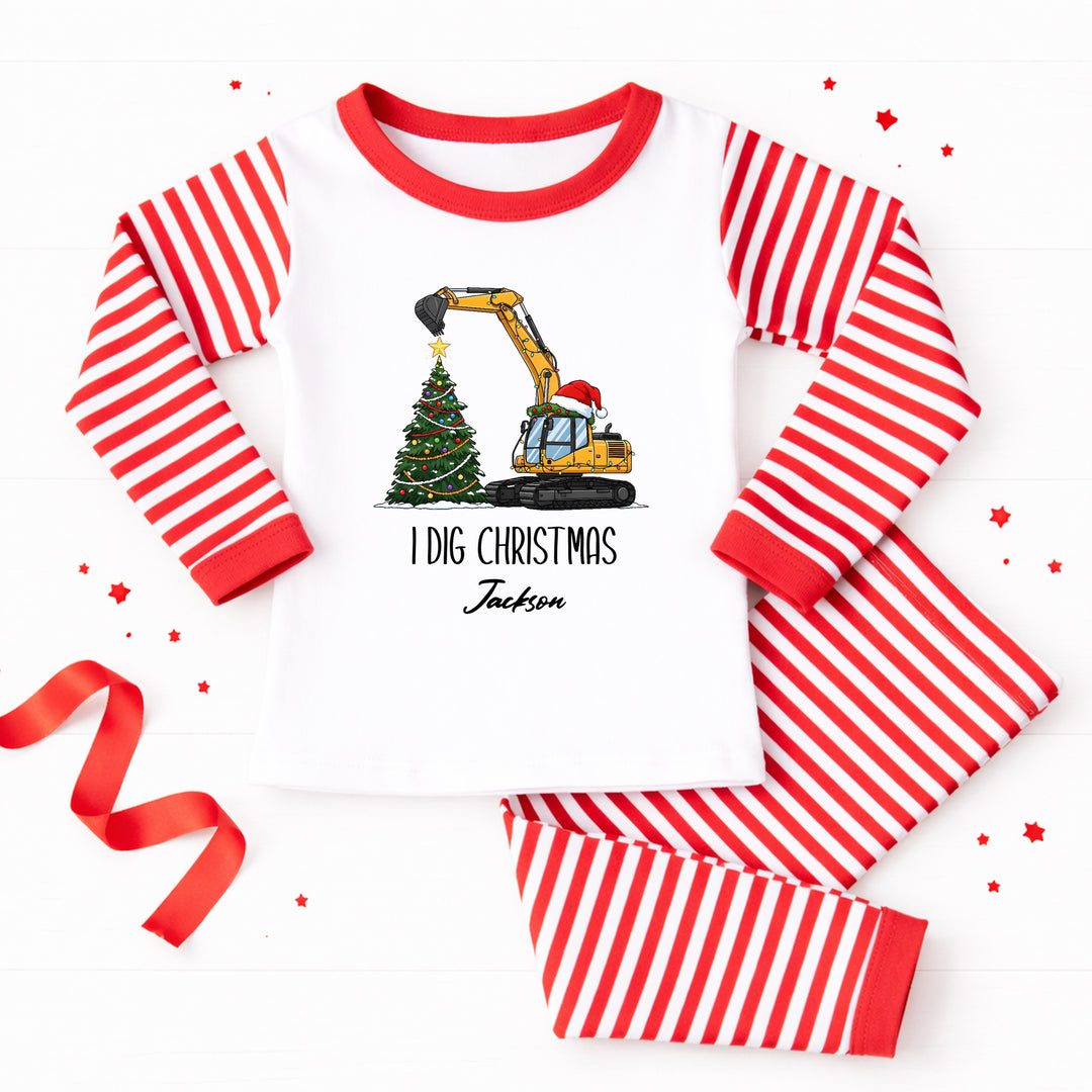 Personalised I Dig Christmas Pyjamas