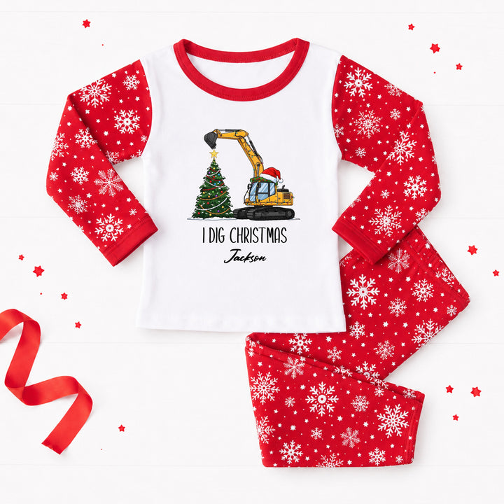 Personalised I Dig Christmas Pyjamas