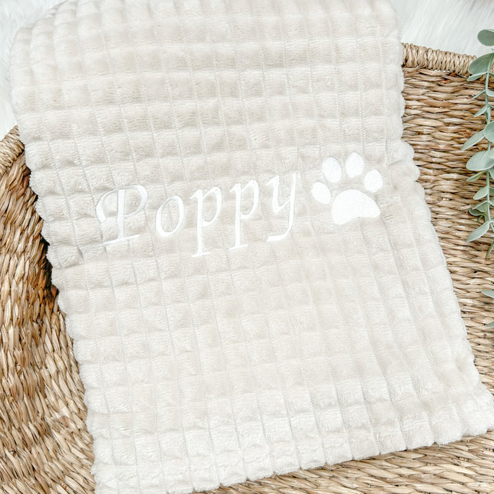 Personalised Embroidered Dog Paw Blanket