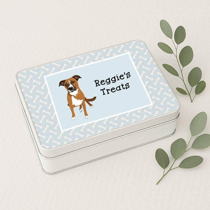 Personalised Blue Dog Treat Tin