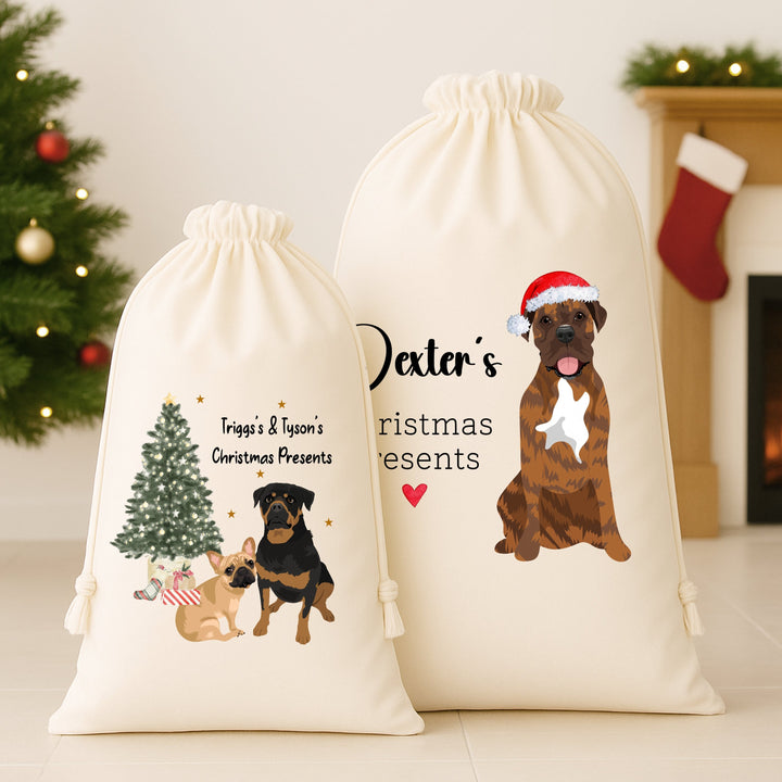 Personalised Dog Christmas Present Sack