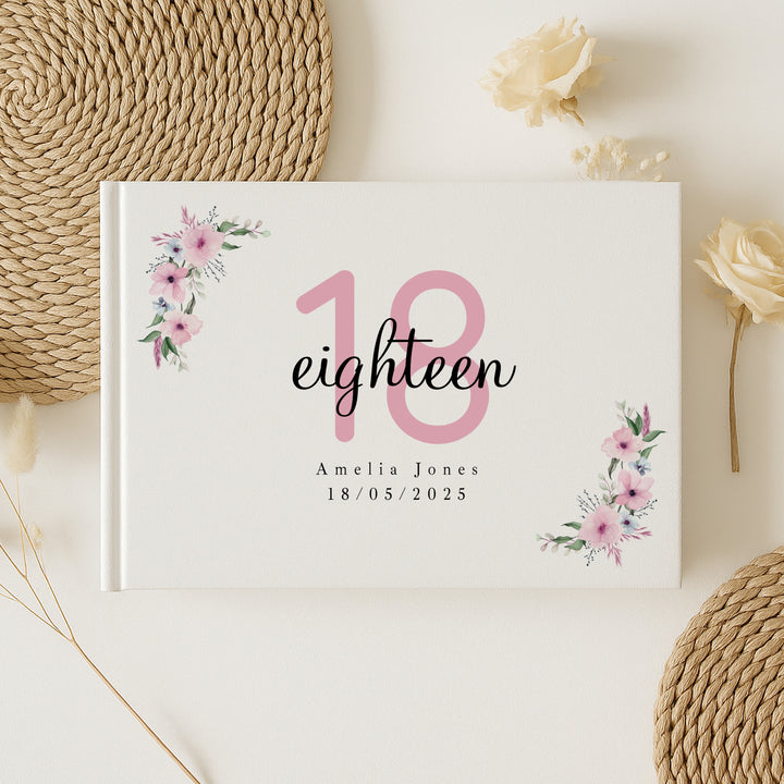 Personalised Pink 18th Birthday Guest Book