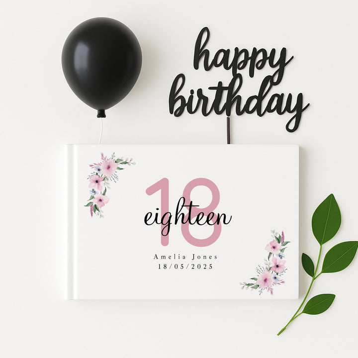 Personalised Pink 18th Birthday Guest Book