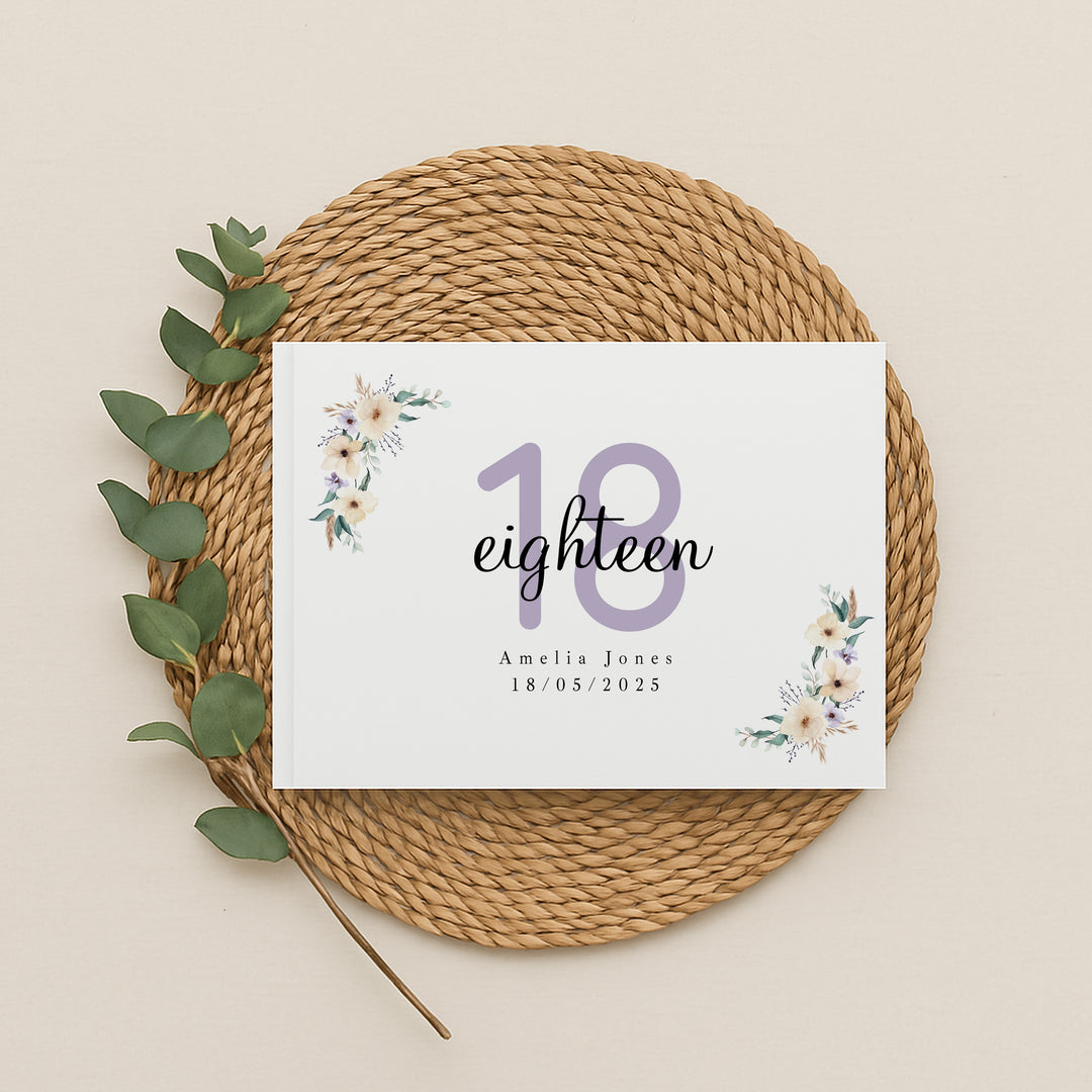 Personalised Purple 18th Birthday Guest Book