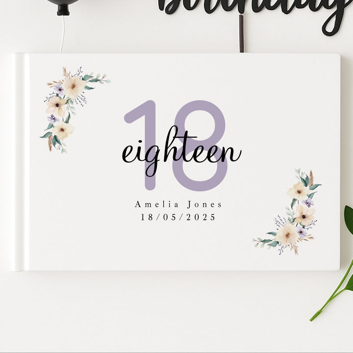 Personalised Purple 18th Birthday Guest Book