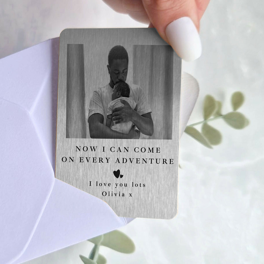 Personalised Dad &amp; Child Photo Metal Card