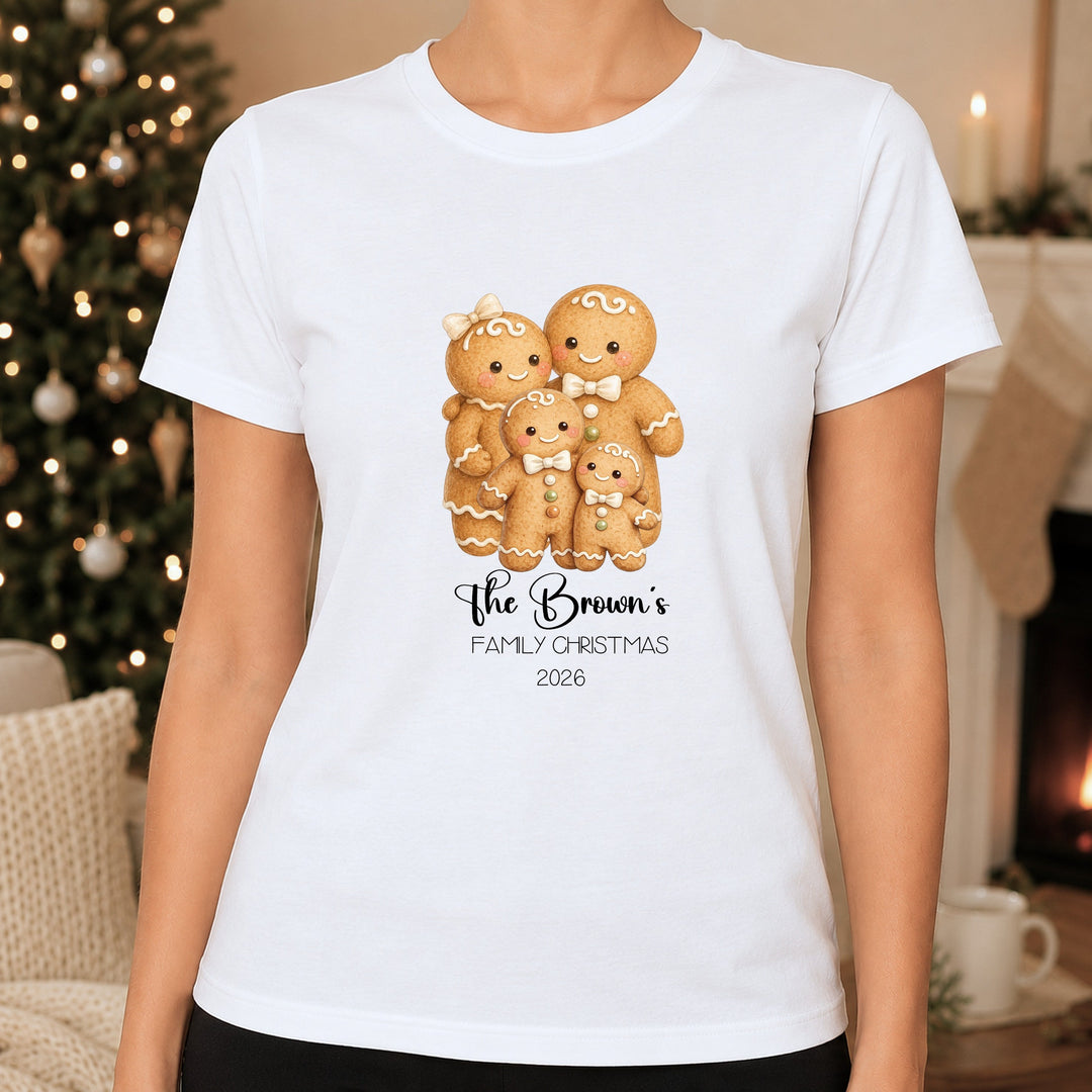 Personalised Gingerbread Family Matching Tartan Christmas Pyjamas