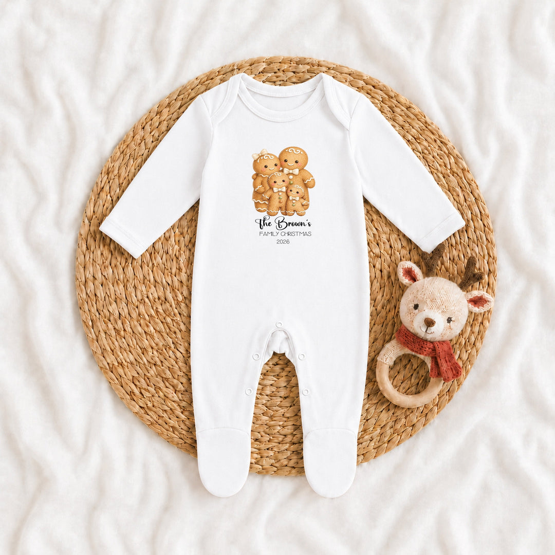 Personalised Gingerbread Family Matching Tartan Christmas Pyjamas