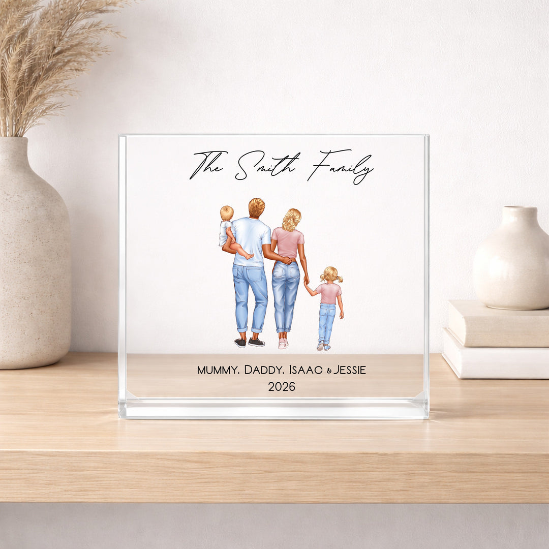Personalised Family Illustration Acrylic Block