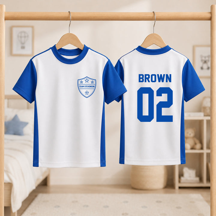 Personalised Kids Blue Football Kit