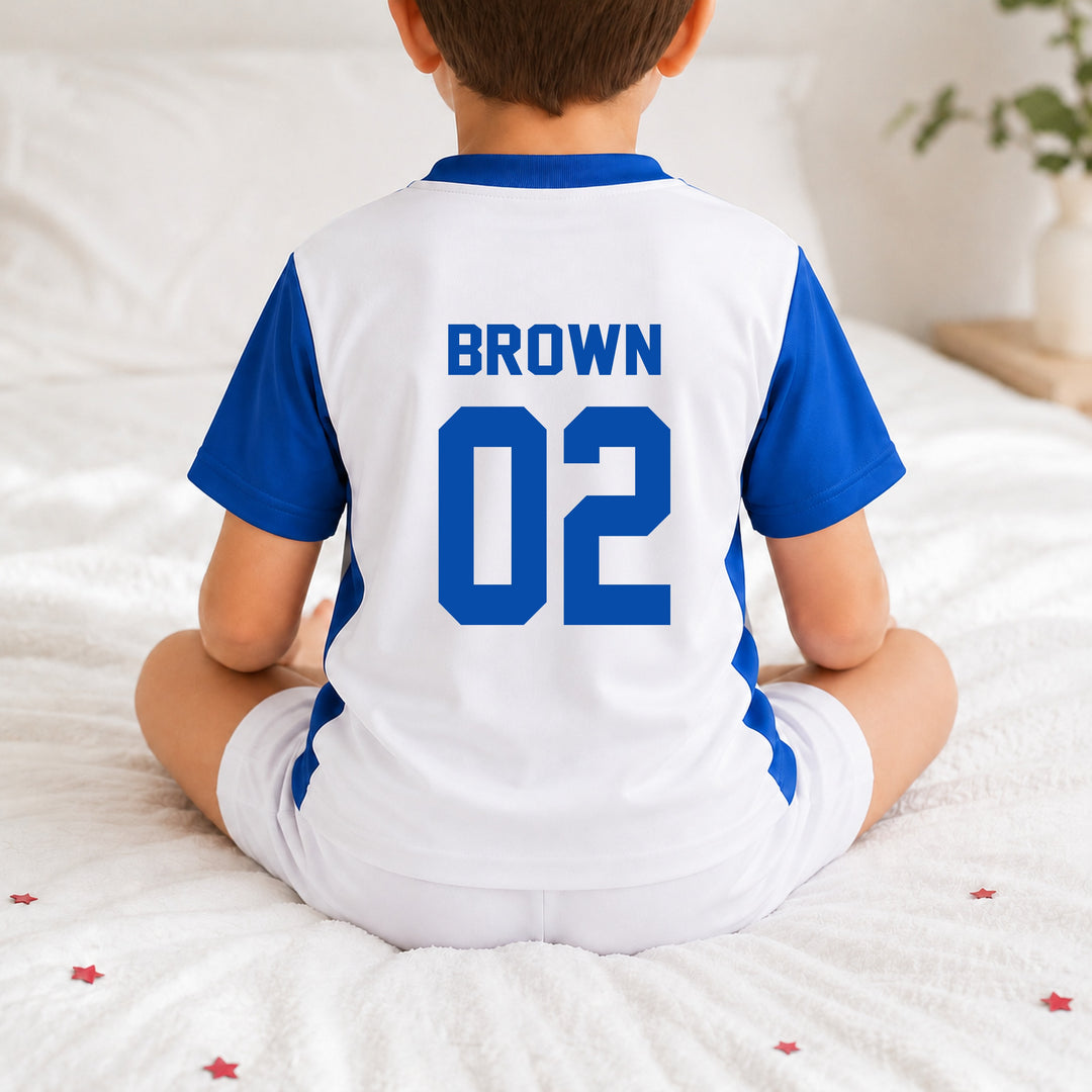 Personalised Inital Kids Blue Football Kit