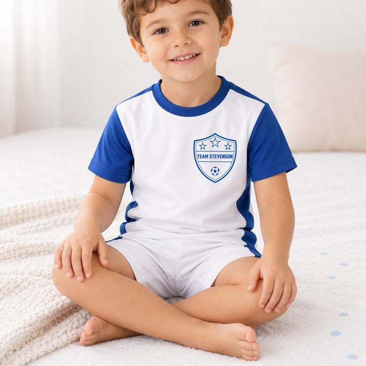 Personalised Kids Blue Football Kit