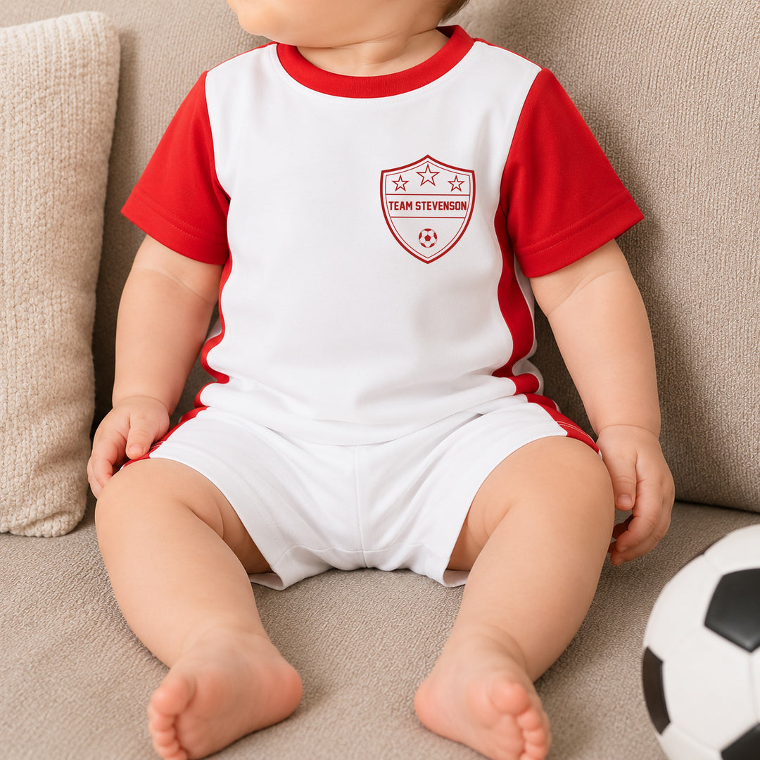 Personalised Kids Red Football Kit