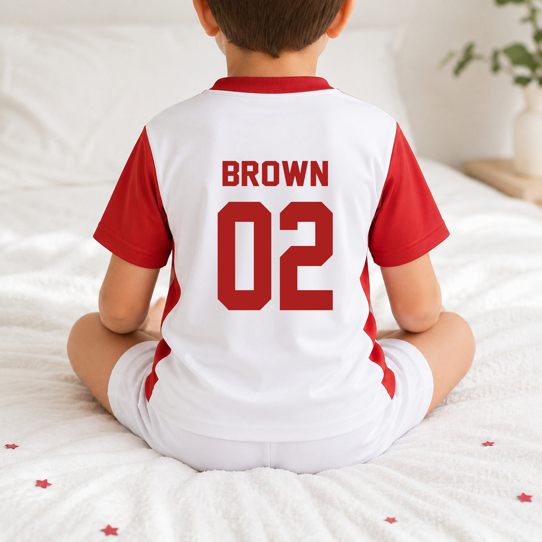 Personalised Kids Red Football Kit