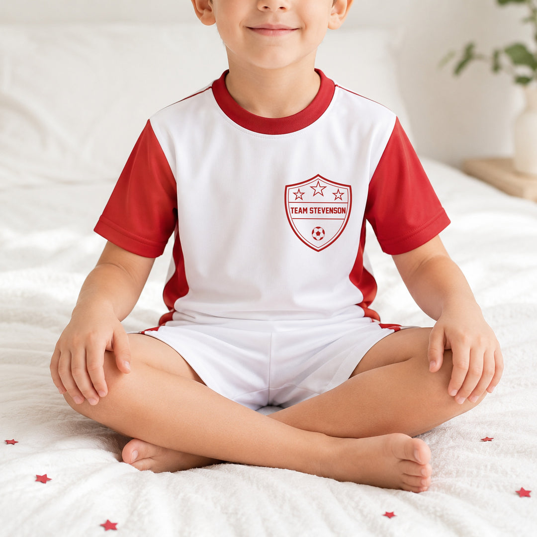 Personalised Kids Red Football Kit