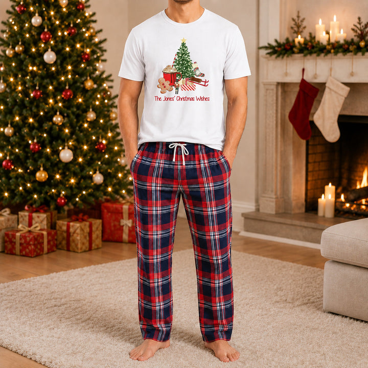 Personalised Family Matching Christmas Tree Tartan Pyjamas