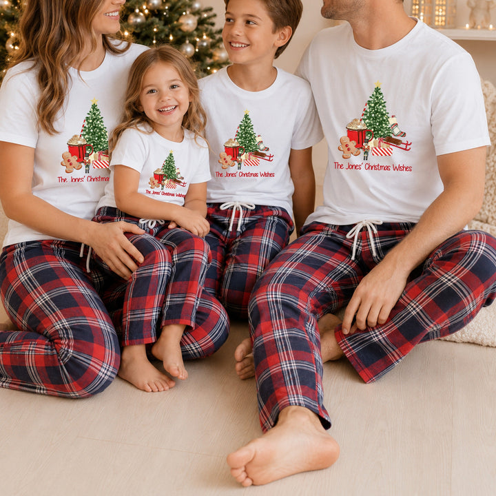 Personalised Family Matching Christmas Tree Tartan Pyjamas