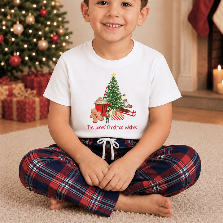 Personalised Family Matching Christmas Tree Tartan Pyjamas