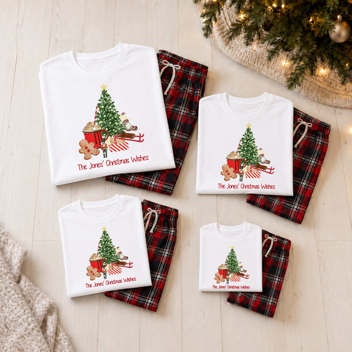 Personalised Family Matching Christmas Tree Tartan Pyjamas